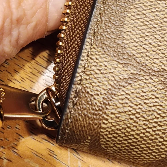 Coach Signature Canvas Zip Wallet in Brown - Picture 8 of 16